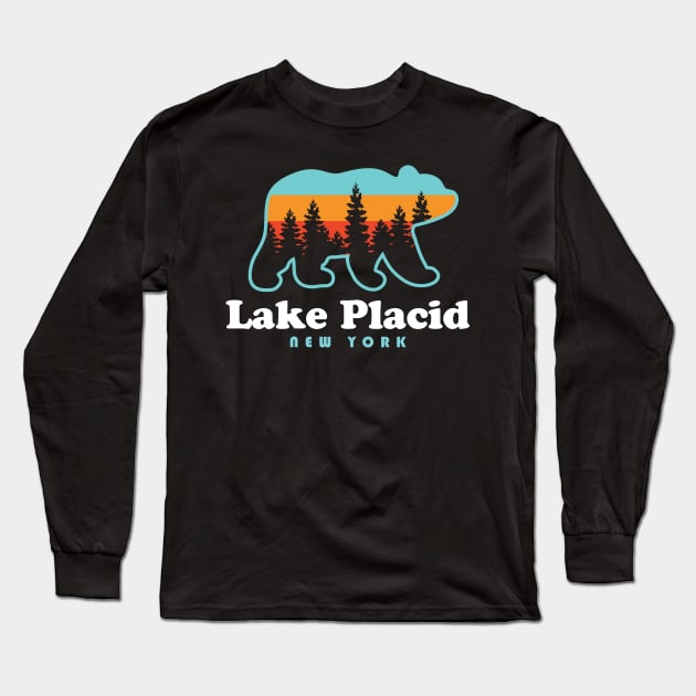 Lake Placid NY Adirondacks New York Bear Long Sleeve T-Shirt by PodDesignShop